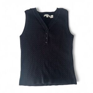 Pria Women’s Large Black Sleeveless Cotton Cable Knit Top